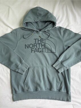 The North Face Men’s Gray/Blue Hoodie Half Dome Pullover Sweatshirt Size Medium